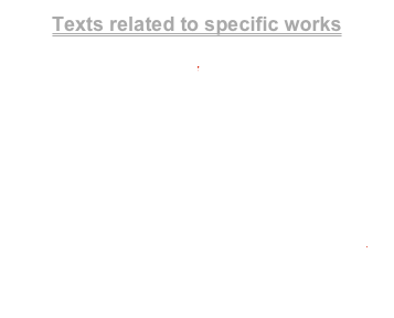 Texts related to specific works

Kressig_Cloud_Flat.pdf
By Maud Polien (in French, 2021)


Memoire sur expo Marines_fr.pdf
by Jean-Luc Challandes (in French, Institute of Psychology, 2008)

Thesis_In Between the Threads of a Web_jp.pdf
by Andreas Kressig (in Japanese , Hiroki Okazaki)
Kyoto City University of Art, 2005